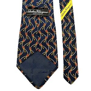 Salvatore Ferragamo Mens Silk Print‎ Classic Neck Tie Blue 57"x3.625"